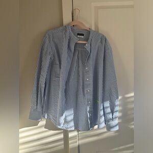 Longchamp Blue and White Striped Button Down Shirt